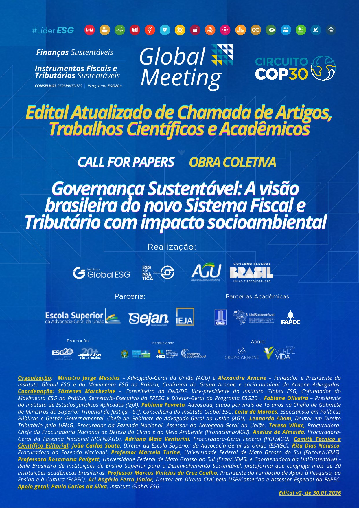 Capa oficial do edital Governança Sustentável
