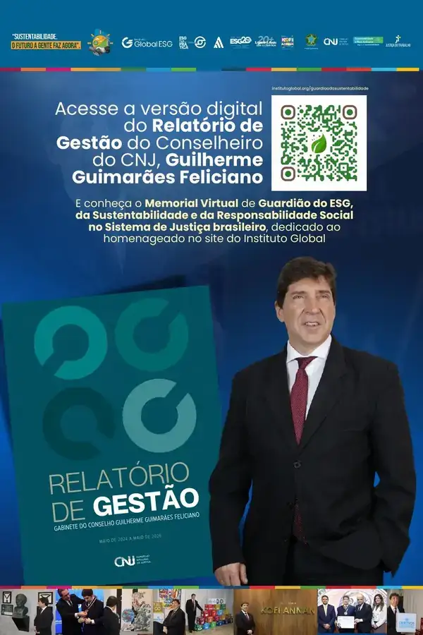 Painel vertical com QR Code para o relatório e o Memorial de Guilherme Feliciano