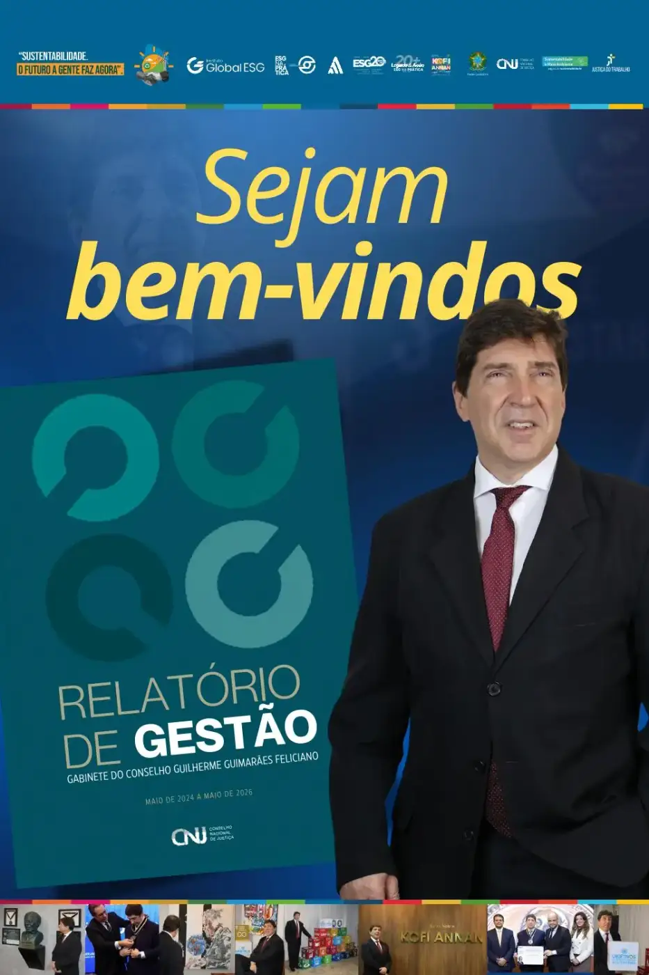 Painel de boas-vindas da homenagem a Guilherme Feliciano