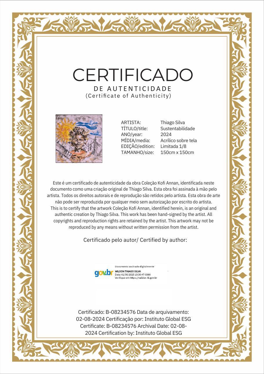 Certificado de autenticidade da obra Sustentabilidade