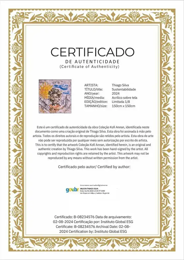 Certificado de autenticidade da obra Sustentabilidade