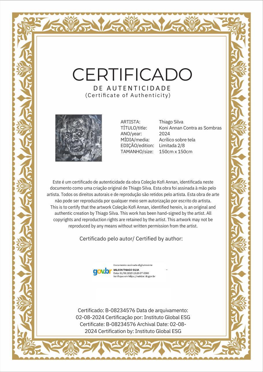 Certificado de autenticidade da obra Koni Annan Contra as Sombras