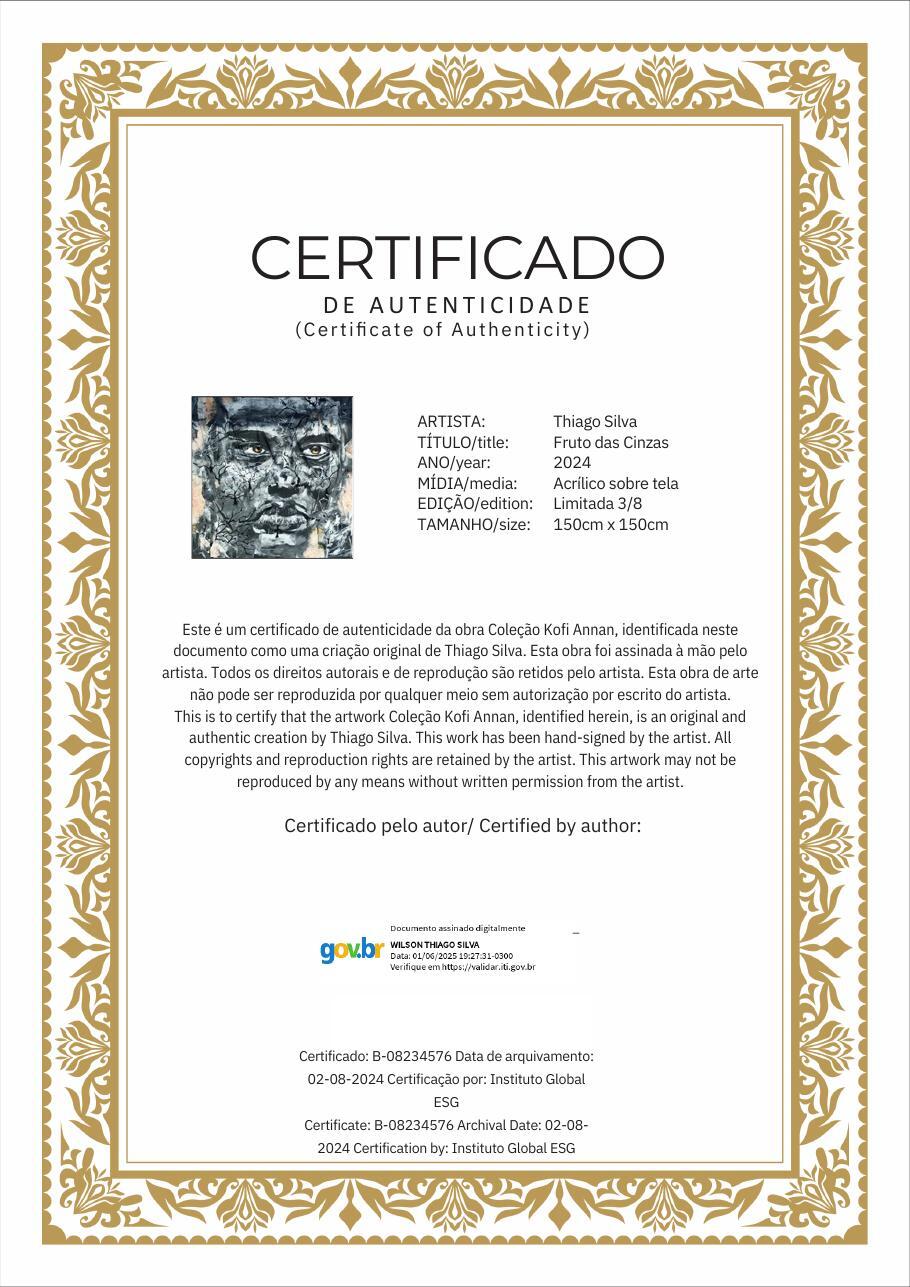 Certificado de autenticidade da obra Fruto das Cinzas
