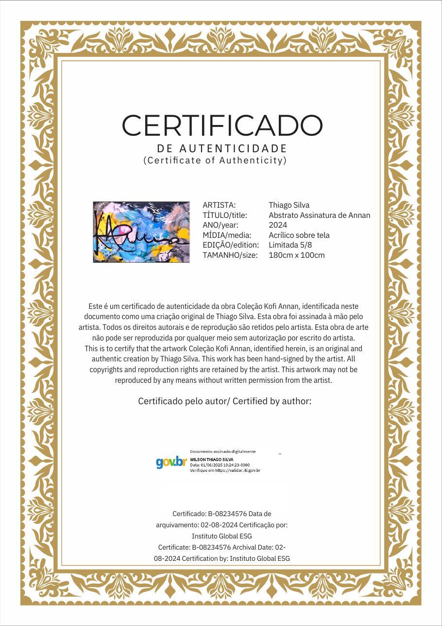 Certificado de autenticidade da obra Abstrato Assinatura de Annan
