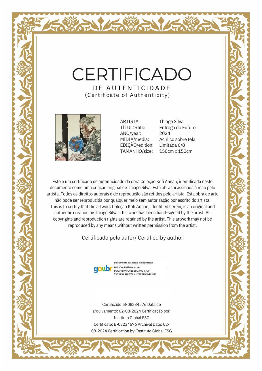 Certificado de autenticidade da obra Entrega do Futuro