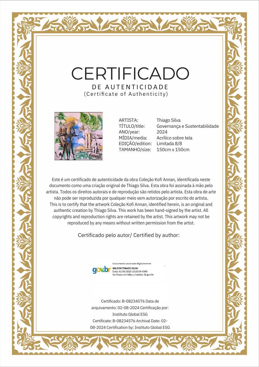 Certificado de autenticidade da obra Governança e Sustentabilidade