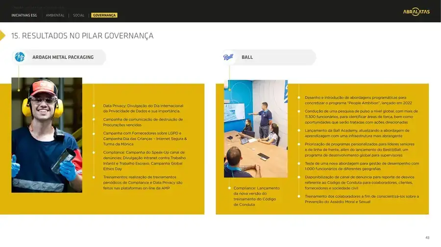 Página de resultados no pilar Governança verificável