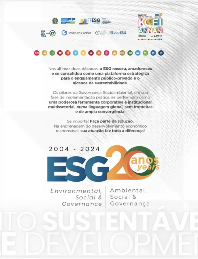 Peça editorial ESG 20 anos publicada nas edições da Revista Global ESG